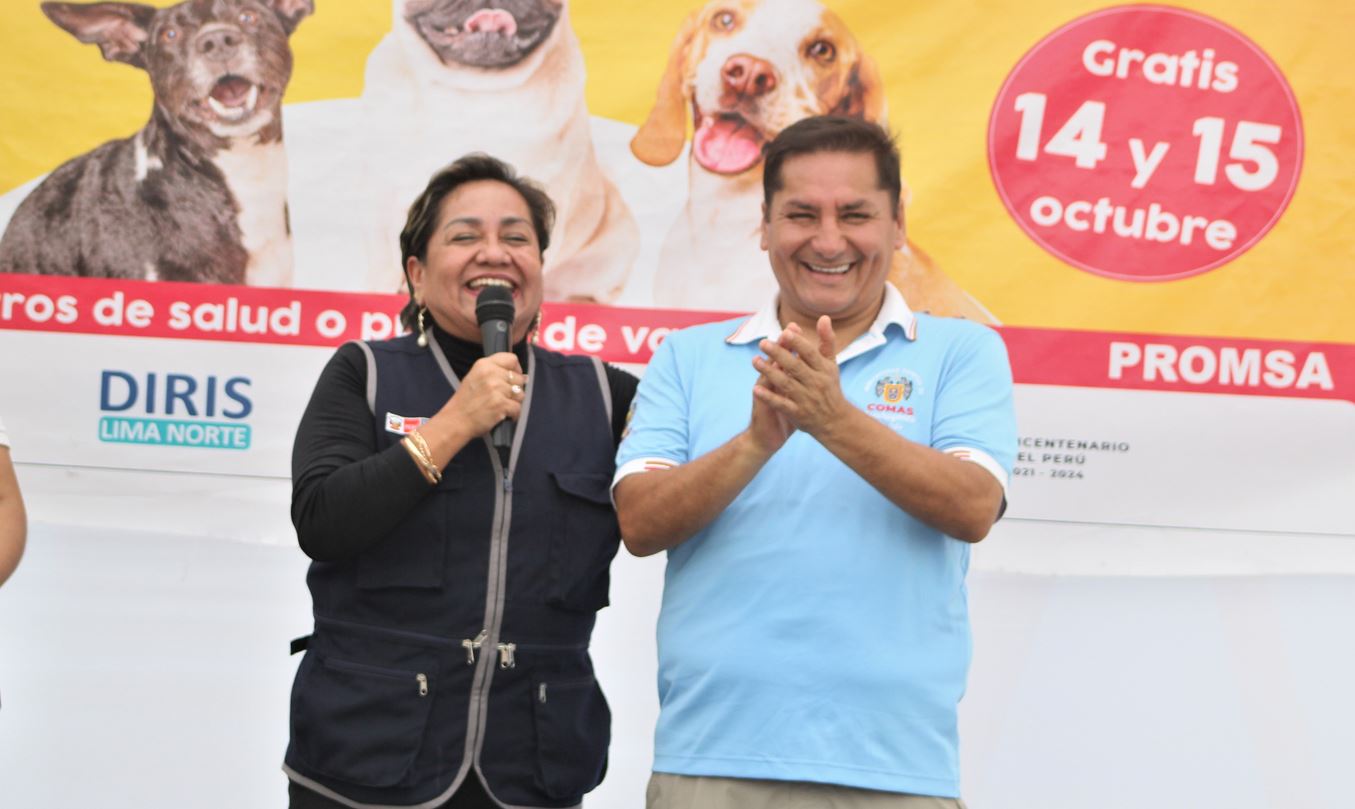 LA META DEL ALCALDE DE COMAS Y LA DIRECTORA DE LA DIRIS LIMA NORTE ES VACUNAR 200 MIL MASCOTAS EN COMAS