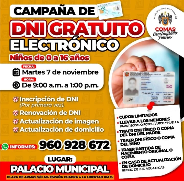 EN COMAS SIGUE LA CAMPAÑA DE ENTREGA DE DNI ELECTRONICO GRATUITO A MENOR